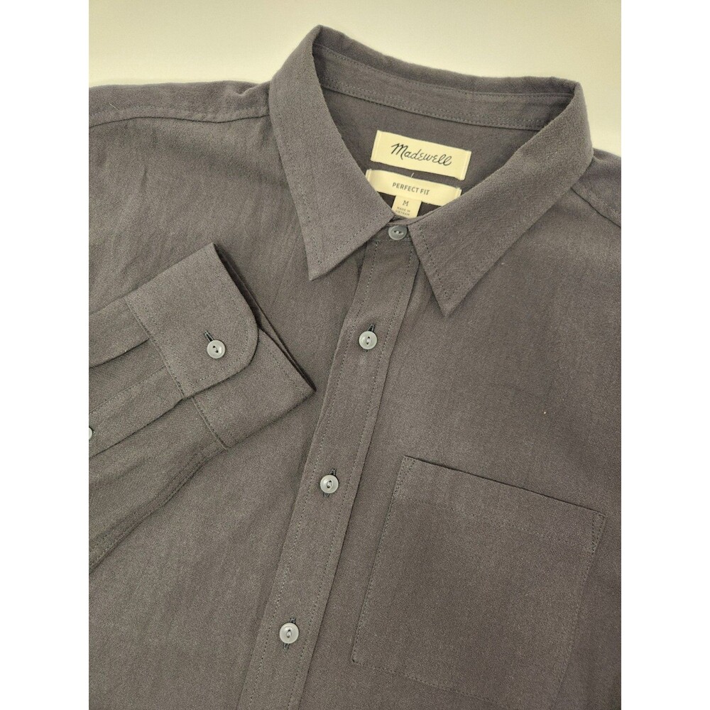 Madewell Shirt Men's M Gray Long Sleeve Button Up Perfect Fit Casual Cotton